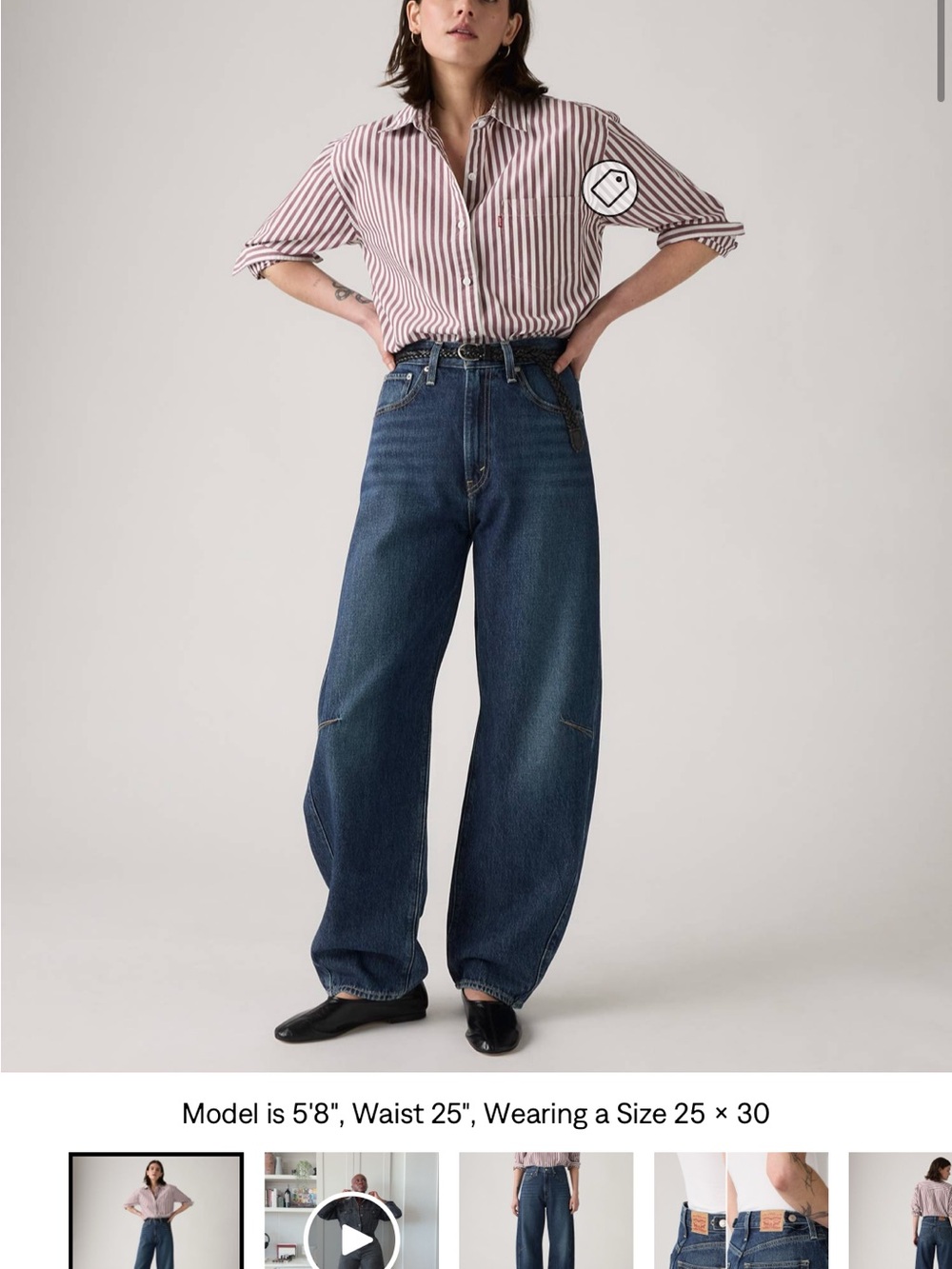 Cinch Wide-Leg Barrel Jeans in Dark Blue